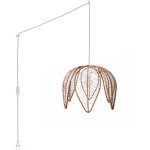 Barcelona led - suspension en rotin 'bintan' en forme de fleur avec interrupteur - blanc boho chic