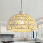 Suspension en rotin vintage e27 base lustre pour salon chambre � coucher salle � manger bureau blanc