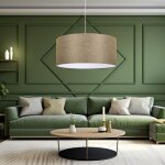Suspension sutton e27 70 x 38 cm beige ? abat - jour en tissu 100% polyester ? hauteur 70 cm ? alimentation ...