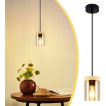 Suspension table � manger - gbly lampe � suspension vintage noir m�tal avec abat - jour en bois lampe ...