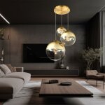 Suspension suspension verre 3 flammes boule de verre couleur or suspension boule de verre lampe de table ...