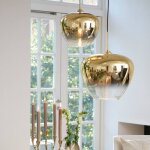 Millumine - suspension verre mayson or et transparent diam. 30