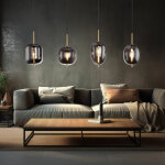 Suspension en verre noir suspension lampe de salle � manger suspension, 4 flammes, m�tal laiton verre ...