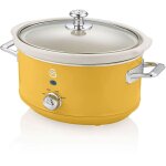 Swan - sf17021yelneu retro mijoteuse 3, 5l pole amovible en cramique antiadhsive, vintage 200w jaune ...