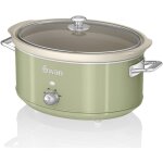 Swan - sf17031gneu retro mijoteuse 6, 5l pole amovible en cramique antiadhsive, vintage 320w vert