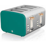 Swan - st14620greneu grille - pain � fente large 4 tranches design moderne nordic 1500w vert