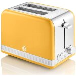 Swan - st19010yeln retro grille - pain � fente large 2 tranches, 3 fonctions, 6 niveaux, vintage 800w ...