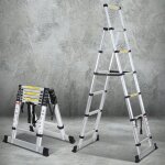 Swanew 1, 7m + 2, 0m chelle tlescopique alu echelle pliante a - frame echelle d'chafaudage capacit ...