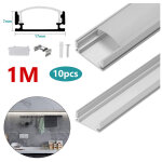 Swanew - 10x 1m led profil aluminium bande d'angle bande bandes blanches rail aluminium, forme - u