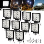 Swanew 10x 48w phare de travail carre a leds dc 12v - 24v quad camion bateau tracteur offroad impermeable ... Swanew 10x 48w phare de travail carre a leds dc 12v - 24v quad camion bateau tracteur offroad impermeable ...