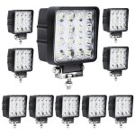 Swanew 10x 48w projecteur phare de travail 12v 24v led carr led moto spot feux additionnels offroad ...