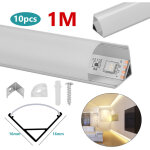 10x1m profil aluminium led angle anodis diffuseur laiteux pour ruban bande led couvercle blanc opaque ...