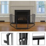 Swanew barrire de scurit enfant 304 cm?barrire pare feu?grille de protection mtal?pliable?avec porte ...