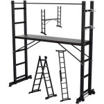 Echafaudage de travail alu noir echelle polyvalente 2x6 marches multifonctionnelle echelle  cadre a ...
