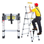 Echelle tlescopique jusqu' 150 kg escabeau stable en aluminium 1. 4m + 1. 7m escabeau extensible - ...