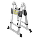 Echelle tlescopique jusqu' 150 kg escabeau stable en aluminium multi - fonction 1, 9 + 1, 9 m - argent ...
