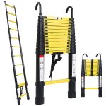 Randaco - swanew Échelle télescopique télescopique en aluminium de 3, 8 m - escabeau extensible, Échelle ... Randaco - swanew Échelle télescopique télescopique en aluminium de 3, 8 m - escabeau extensible, Échelle ...