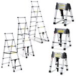 Echelle telescopique Échelle à coulisse légère en aluminium, antidérapante 1, 7m + 2, 0m argent échelle ... Echelle telescopique Échelle à coulisse légère en aluminium, antidérapante 1, 7m + 2, 0m argent échelle ...