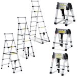 Swanew echelle tlescopique professionnel multifonction articule 2, 0 + 2, 3m, escabeau 6x7 marches ...
