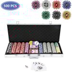 Jetons de poker bote mtallique plastique 500 jetons marque mallette de poker set de poker - swanew