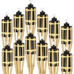 Swanew torche de jardin en lot de 12, flambeaux en bambou, avec mche, clairage d'ambiance, hauteur ...