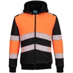 Sweat  capuche dhiver zipp pw3 class 1 - 4xl - orange / noir - portwest