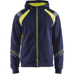 Blaklader - sweat de travail zipp� � capuche d�tails fluo 3433 - marine / jaune fluo l
