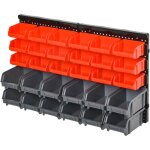 Syst�me de rangement mural avec �tag�re et bo�tes empilables, 30 bo�tes, 2 panneaux perfor�s, 37, 5 cm ...