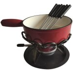 Table et cook - set fondue rouge uni 24 cm r�chaud fer forg�