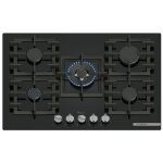 Table de cuisson gaz 75cm 5 feux 11500w noir - bosch - ppq7a6i40