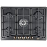 Table de cuisson � gaz encastrable 5 feux de'longhi anf 57 pro anthracite
