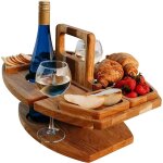 Table de pique - nique en bois avec porte - verre  vin, table de pique - nique amovible et portable ...