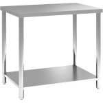 Table de travail en acier inoxydable 2 �tag�re, pour cuisine, garage, jardin, 90 x 60 x 86 cm, argent� ...