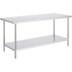 Table de travail en acier inoxydable 76, 2x182, 9x86, 4 cm, table de preparation des aliments charge ...