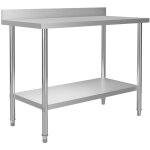 Bonnevie - table de travail de cuisine plan de travail - avec dosseret 120x60x93 cm inox