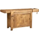 Biscottini - table de travail haute 184x92x74 cm lot de cuisine plan travail en bois comptoir de cuisine ...