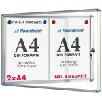 Tableau d'affichage vitrine premium 37 x 48 cm 2 x a4 avec 4 aimants