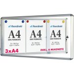 Tableau d'affichage vitrine premium 37 x 70 cm 3 x a4 avec 6 aimants
