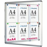 Tableau d'affichage vitrine premium 70 x 67 cm, 6 x a4, avec 12 aimants