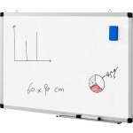 Tableau blanc mmo magntique, cadre en aluminium, avec 1 marqueur et porte - marqueur, pour ecole, cuisine, ...