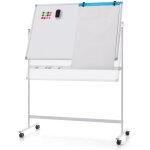 Tableau blanc roulant portable 80 x 120 cm tableau effaable  sec rversible marqueurs noirs et plateau ...