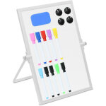 Tableau blanc de table relaxdays, 30 x 20 cm, magn�tique, pivotant 360�, avec stylos, aimants, �ponge, ...