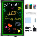Tableau deecriture de messages led, 405 x 605 mm, tableau de menu noir effet neon effacable eclaire avec ...