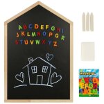 Tableau noir magn�tique � suspendre maison + lettres craie �ponge