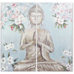 Tableau set 2 toile 140x3x140 bouddha peint � main
