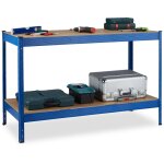 Relaxdays - tabli, 2 surfaces ajustables, syst�me embo�tement, table de travail atelier, acier, hlp 90, ...