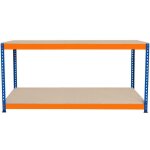 Tabli ajustable  2 niveaux s - rax, plan de travail en bois agglomr robuste, capacit 300kg, bricolage ...