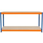 Tabli ajustable à 2 niveaux s - rax, plan de travail en bois aggloméré robuste, capacité 300kg, bricolage ... Tabli ajustable à 2 niveaux s - rax, plan de travail en bois aggloméré robuste, capacité 300kg, bricolage ...