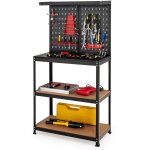 Costway - tabli atelier garage  3 tagres cadre en acier avec 2 panneaux perfors et 13 accessoires ...