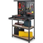 Goplus �tabli avec planche - table � outils pour atelier avec tiroir coulissant - �tag�re ouverte � 2 ...